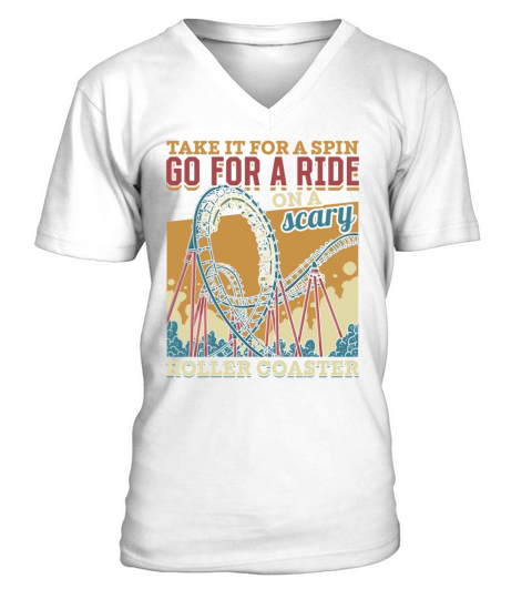 Vintage Looping Roller Coaster Ride Gift V-Neck T-shirt