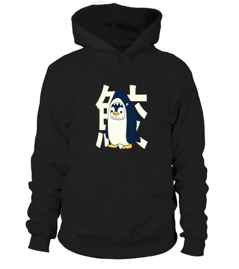 Retro vintage cute Japanese penguin with a shark Hoodie Unisex