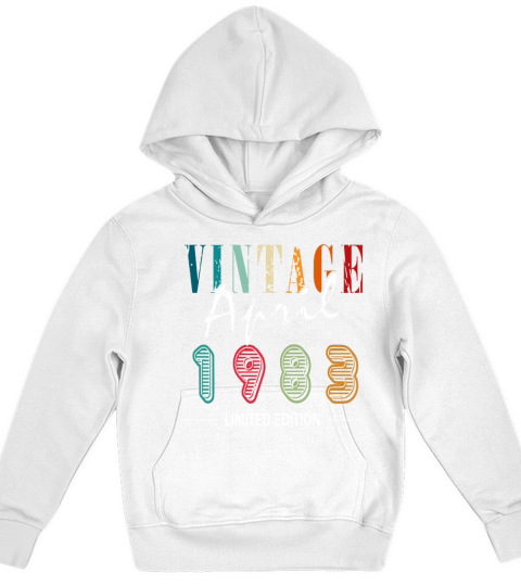 April 1983 vintage retro birthday Kids Hoodie