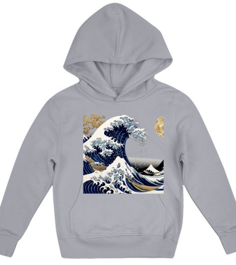 Kanagawa Waves Aesthetic Japanese Art Great Wave Kids Hoodie