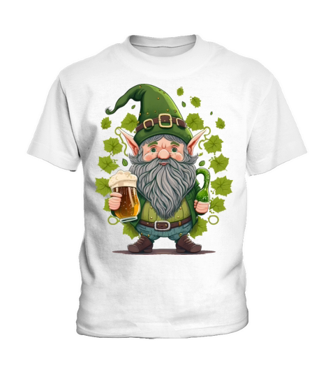 Cute Gnome Drinks Beer Happy St Patricks Day Kids T-Shirt