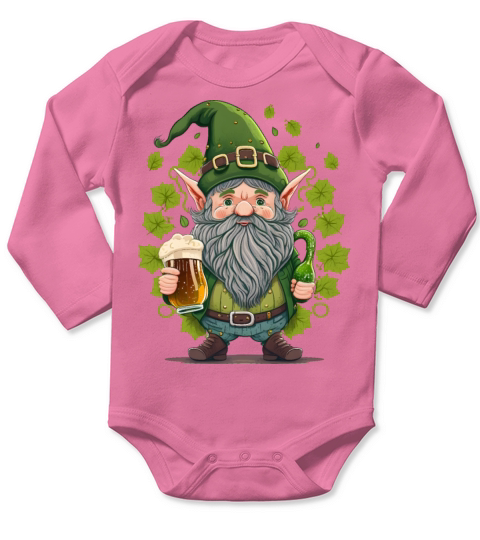 Cute Gnome Drinks Beer Happy St Patricks Day Long Sleeve Baby One-Piece