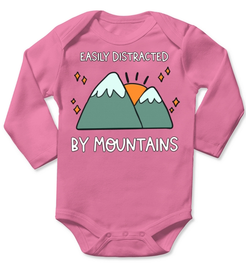 Easily Distracted by Mountains Hiking Lovers Comic Long Sleeve Baby One-Piece