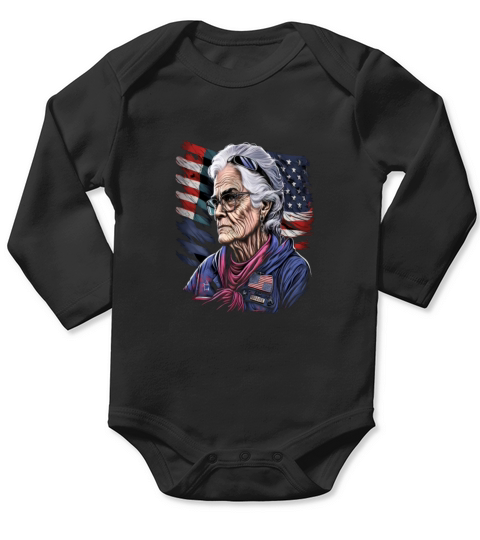 Retired Military Vintage Veteran American Mom Long Sleeve Baby One-Piece