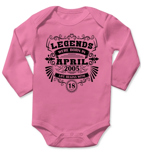 Vintage 18th Birthday April 2005 Long Sleeve Baby One-Piece