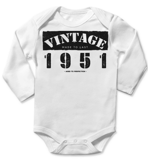Vintage Classic 1951 72nd Birthday - 72 Years Old Long Sleeve Baby One-Piece