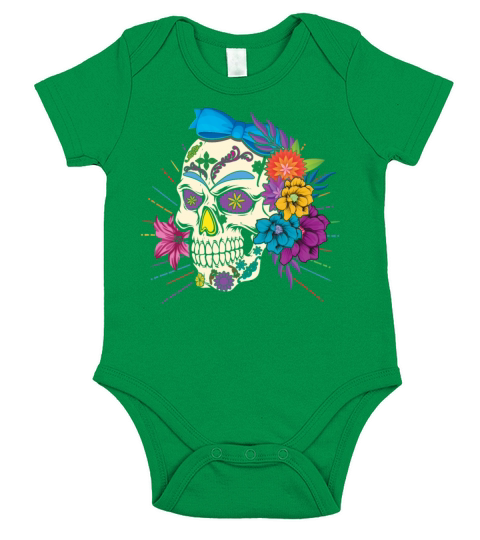 Floral Dia De Los Muertos LGBTQ LGBT Pride Month Short Sleeve Baby One-Piece