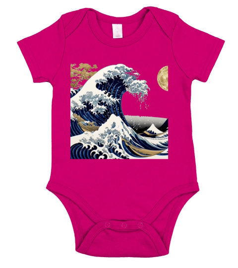 Kanagawa Waves Aesthetic Japanese Art Great Wave Short Sleeve Baby One-Piece