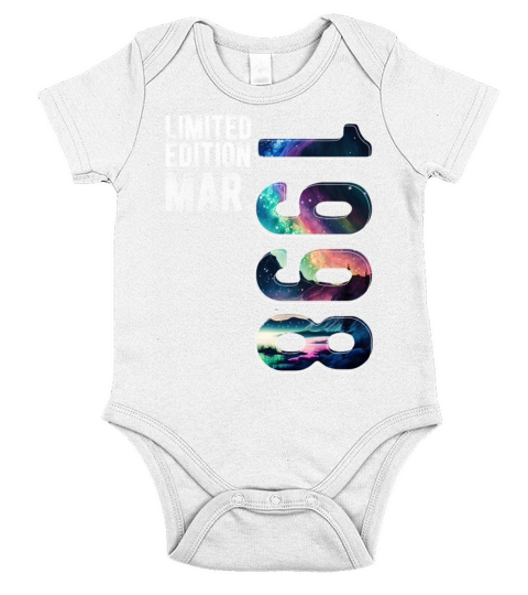 Limited Edition 1998 March Birthday Polar Lights Short Sleeve Baby One-Piece