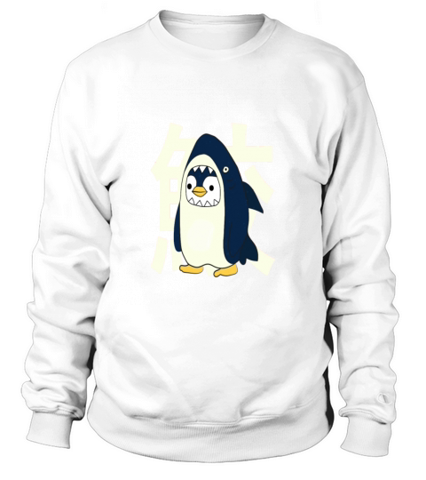 Retro vintage cute Japanese penguin with a shark Sweatshirt Unisex