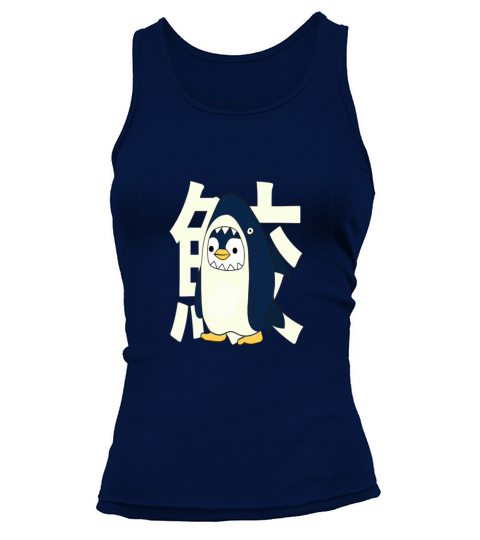 Retro vintage cute Japanese penguin with a shark Tank top Woman