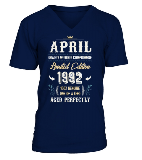 April 1992 Vintage Birthday Present V-Neck T-shirt