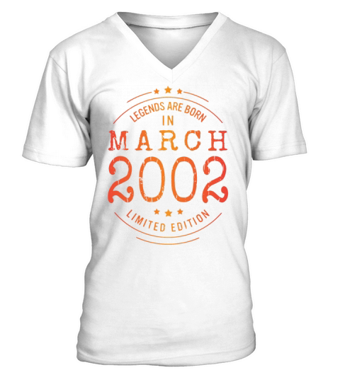 Birthday March 2002 Limited Edition Vintage V-Neck T-shirt