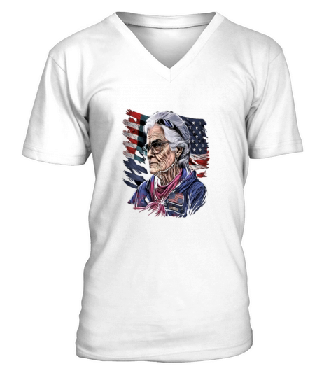 Retired Military Vintage Veteran American Mom V-Neck T-shirt