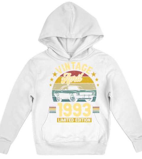 April 1993 30 Years Old Vintage 30th Birthday Kids Hoodie