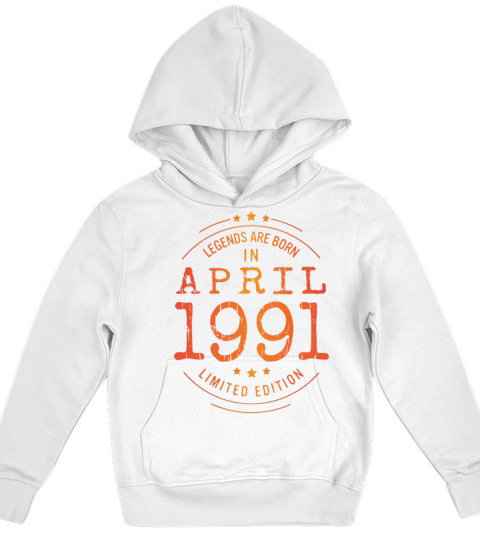 Birthday April 1991 Limited Edition Vintage Legend Kids Hoodie