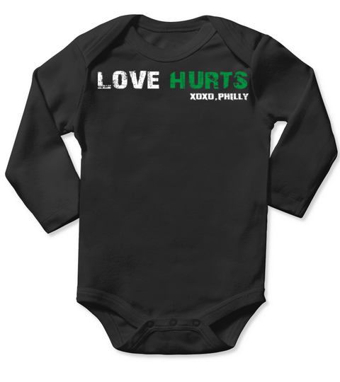 Love Hurts Vintage Philly Hurts So Good Eagles Fan Long Sleeve Baby One-Piece