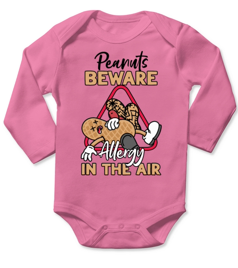 Peanuts Beware Allergy In The Air Peanut Allergic Long Sleeve Baby One-Piece