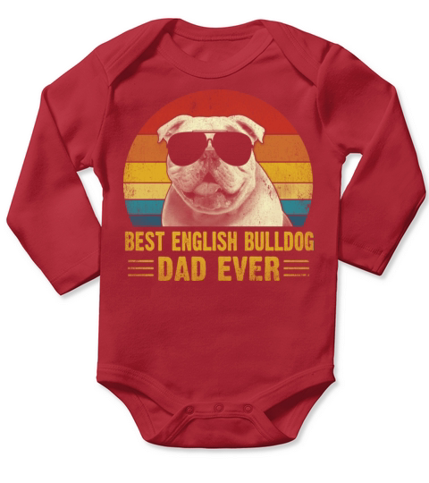 Vintage best english bulldog dad ever Fathers day Long Sleeve Baby One-Piece