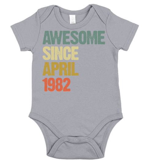 Awesome Since April 1982 Retro Vintage Gift Short Sleeve Baby One-Piece