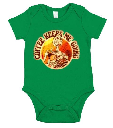 Coffee Keeps Me Going - Skeleton with Coffee Short Sleeve Baby One-Piece