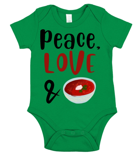 Peace Love and Beetroot soup Short Sleeve Baby One-Piece