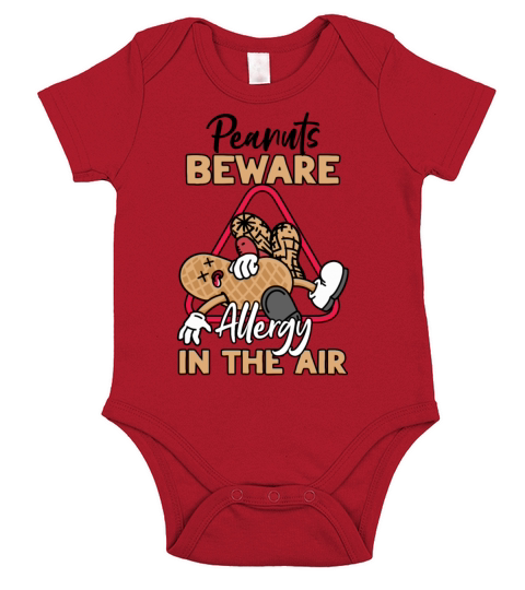 Peanuts Beware Allergy In The Air Peanut Allergic Short Sleeve Baby One-Piece