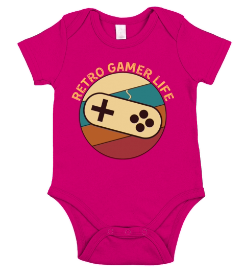 Retro Gamer Life Video Game Controller Vintage Short Sleeve Baby One-Piece