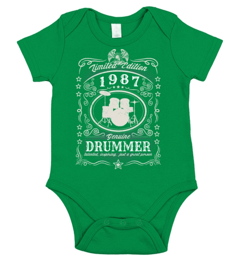 Vintage 1987 Drummer Birthday Gift Percussionist Short Sleeve Baby One-Piece