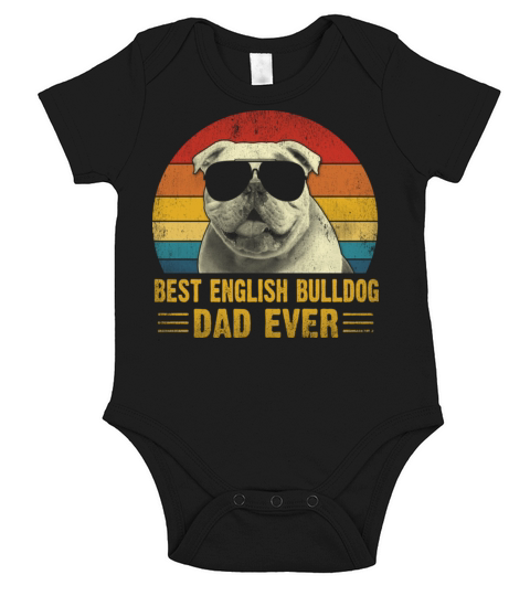 Vintage best english bulldog dad ever Fathers day Short Sleeve Baby One-Piece