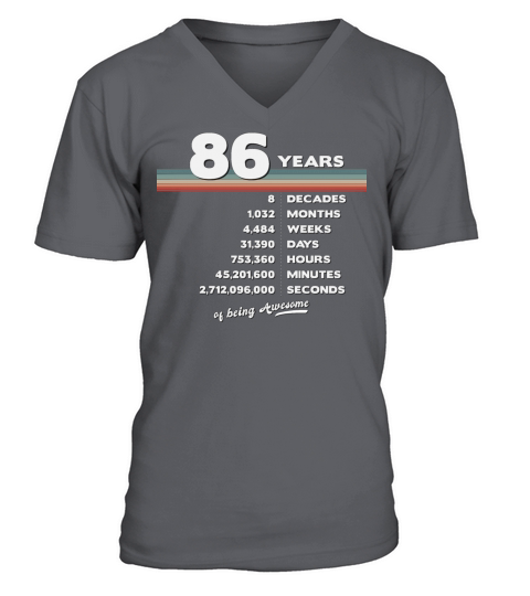 86th Birthday Vintage 86 Years Old Retro 1032 V-Neck T-shirt