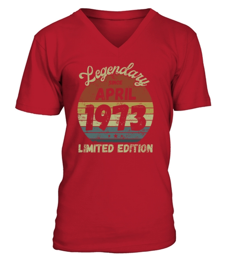 April 1973 - Vintage Birthday Present V-Neck T-shirt