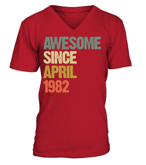 Awesome Since April 1982 Retro Vintage Gift V-Neck T-shirt