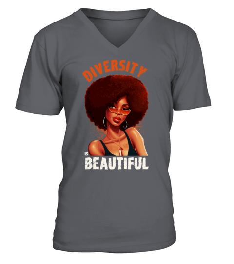 Diversity Is Beautiful Black Afro Girl African Ame V-Neck T-shirt