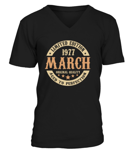 March 1977 Vintage Birthday Present V-Neck T-shirt