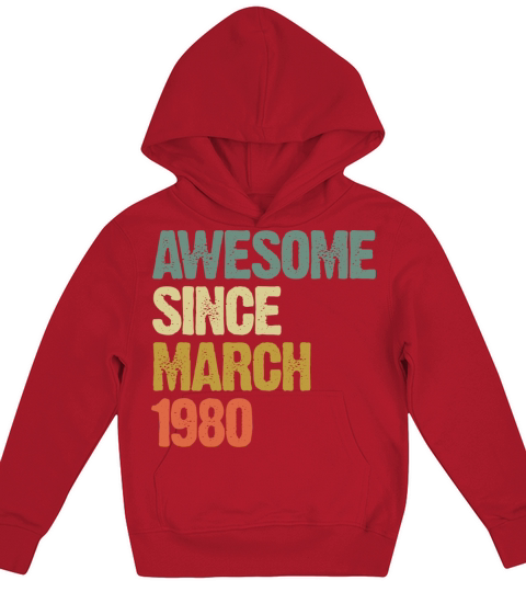 Retro Awesome Since March 1980 Groovy Vintage Kids Hoodie