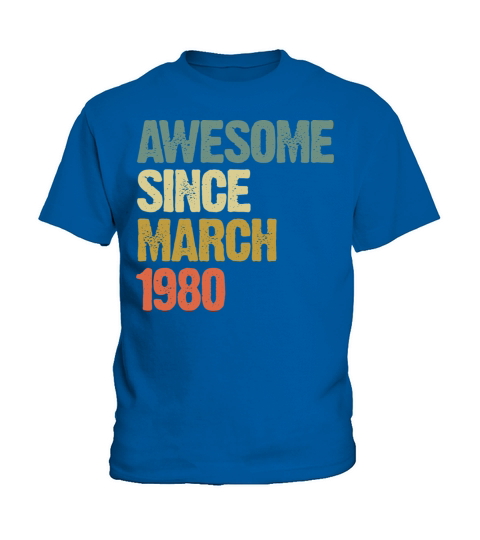 Retro Awesome Since March 1980 Groovy Vintage Kids T-Shirt