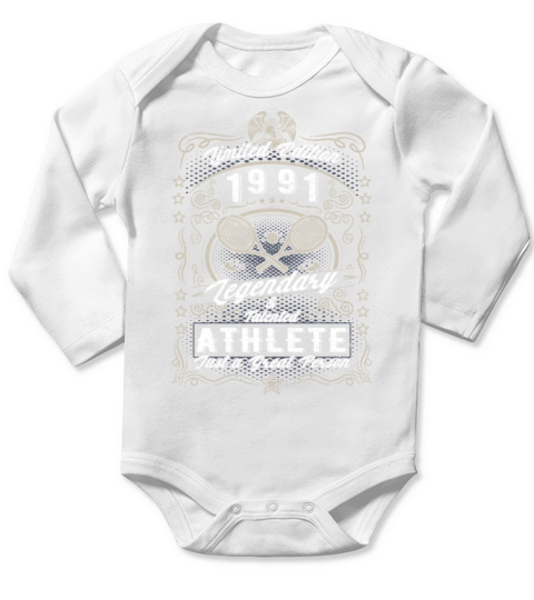 Vintage 1991 Tennis Birthday Gift Sport Hobby Long Sleeve Baby One-Piece