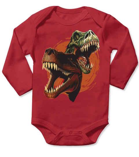 Vintage Tyrannosaurus Rex Dinosaur Head Skeleton Long Sleeve Baby One-Piece