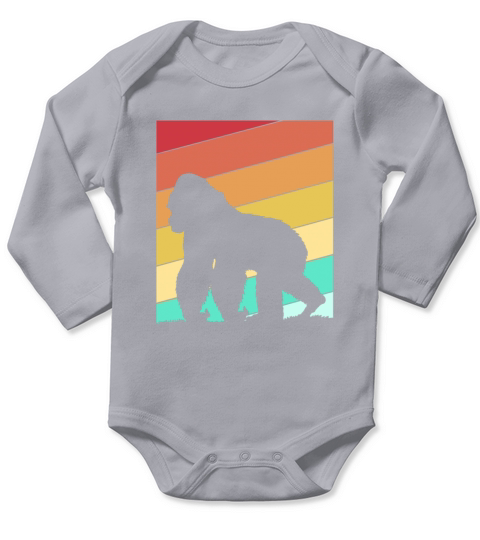 Vintage Wildlife Retro Ape Gorilla Long Sleeve Baby One-Piece