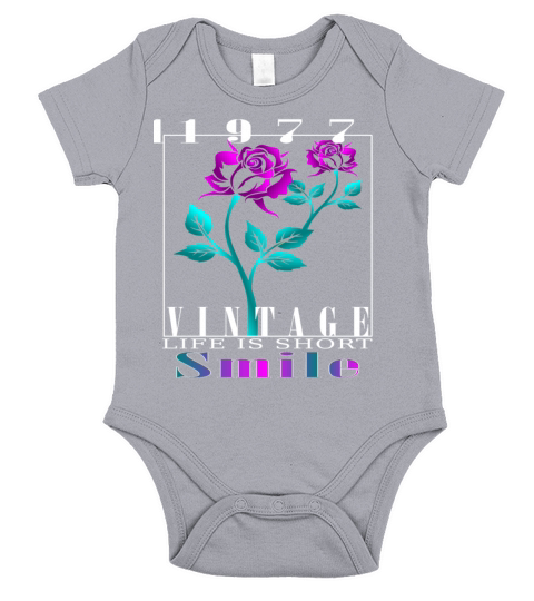 1977 Born Vintage Rose Gift Short Sleeve Baby One-Piece