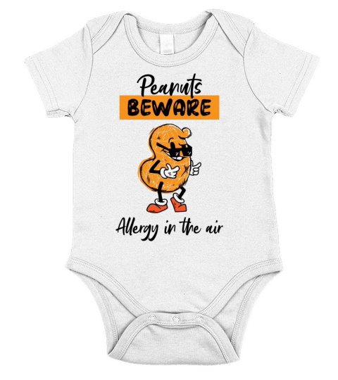 Peanuts Beware Allergy In The Air Peanut Allergic Short Sleeve Baby One-Piece