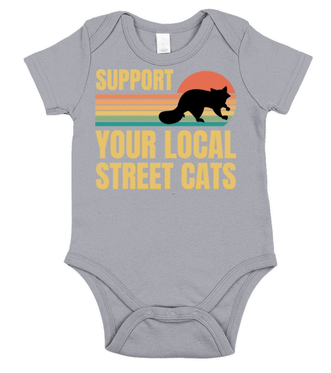 Retro Support Your Local Street Cats Raccoon Lover Short Sleeve Baby One-Piece