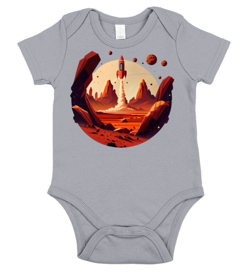 Vintage Space Science Mars Fiction Geek Solar Short Sleeve Baby One-Piece