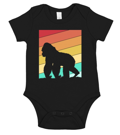 Vintage Wildlife Retro Ape Gorilla Short Sleeve Baby One-Piece