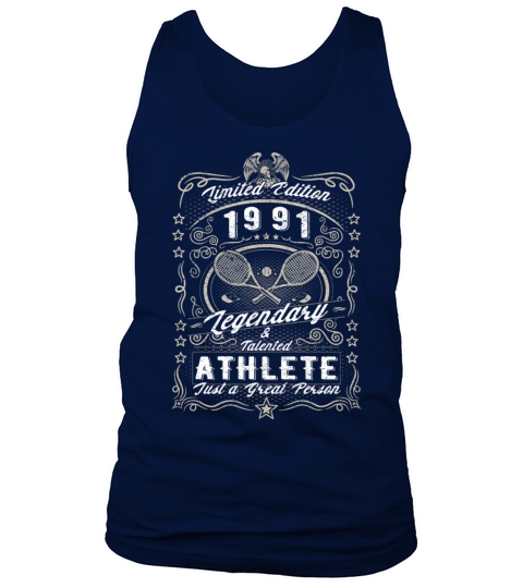 Vintage 1991 Tennis Birthday Gift Sport Hobby Tank Top Unisex
