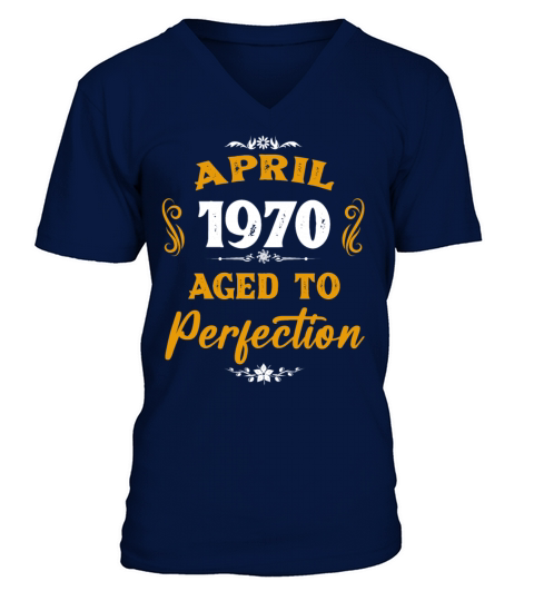 April 1970 Vintage Birthday Present V-Neck T-shirt