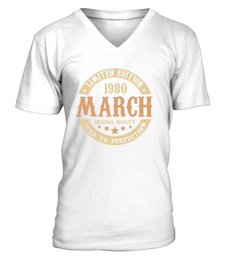 March 1980 Vintage Birthday Present V-Neck T-shirt