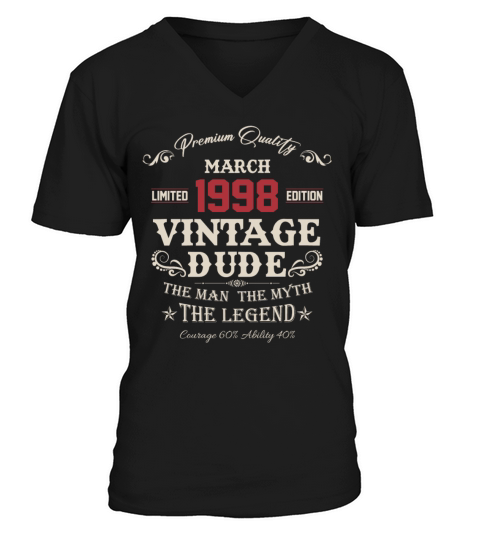 March 1998 Vintage Birthday Present V-Neck T-shirt
