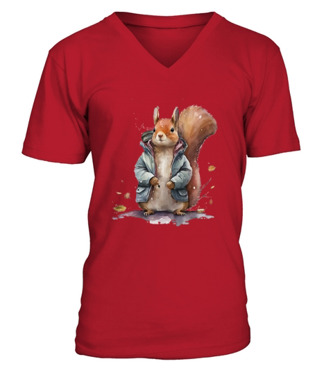 Squirrel Lovers watercolor wearing jack V-Neck T-shirt